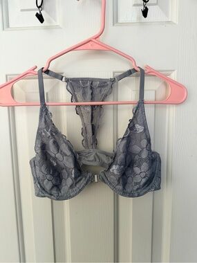 aerie Gray Lace Underwire Racerback Bralette